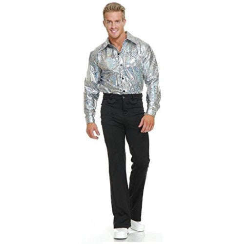 Holographic Silver Men's Adult Disco Shirt