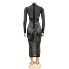 Rhinestone Midi Dress w/ Bolero Style Cutout