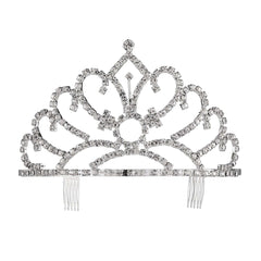 Rhinestone Pointed Princess Tiara - Silver