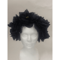 Black Medium Rose Headband