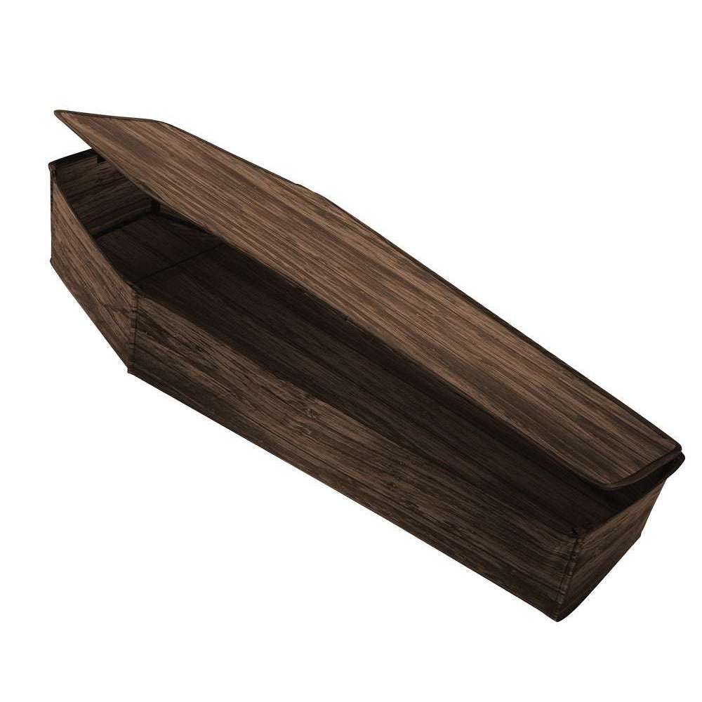 60" Coffin With Lid Wooden Brown