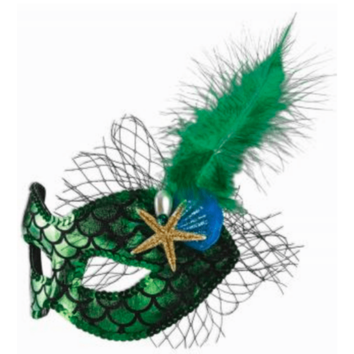 Green Mermaid Half Mask w/ Elastic Band