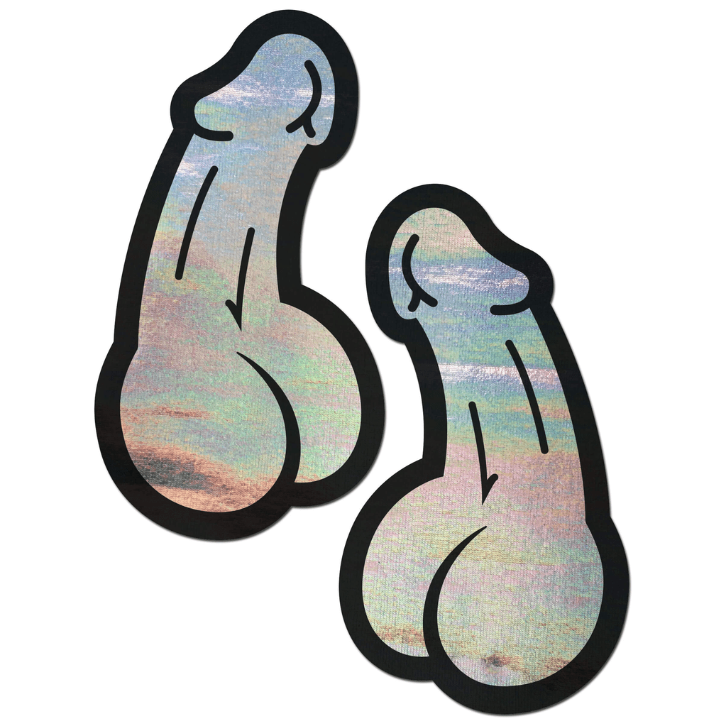 Silver Holographic Dick Nipple Pasties