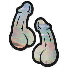 Silver Holographic Dick Nipple Pasties