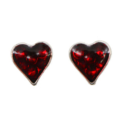 Red Heart Stone Stud Earrings
