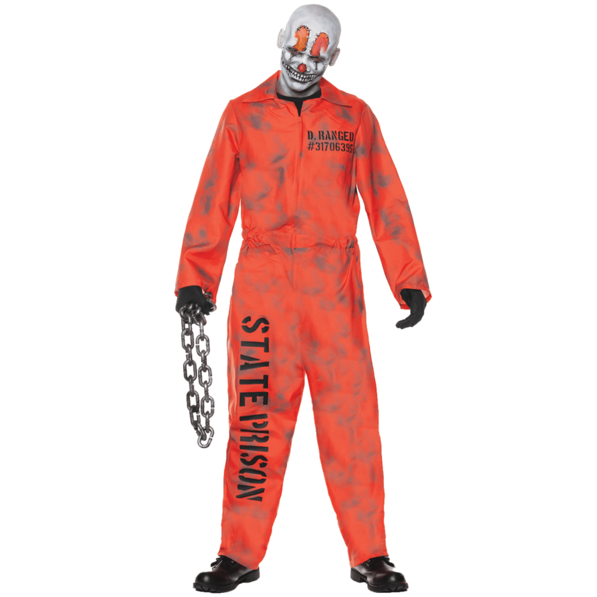 Orange D. Ranged State Prison Jail Jumpsuit Unisex Adult Costume