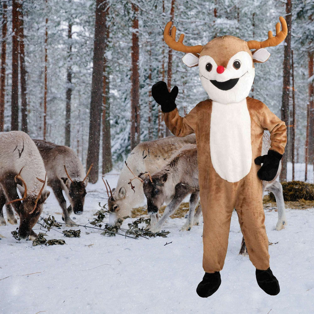 Toddler Plush Reindeer Costume — Soft Faux Fur Jumpsuit With Hood & Shoe Covers, Size 2T - View #8