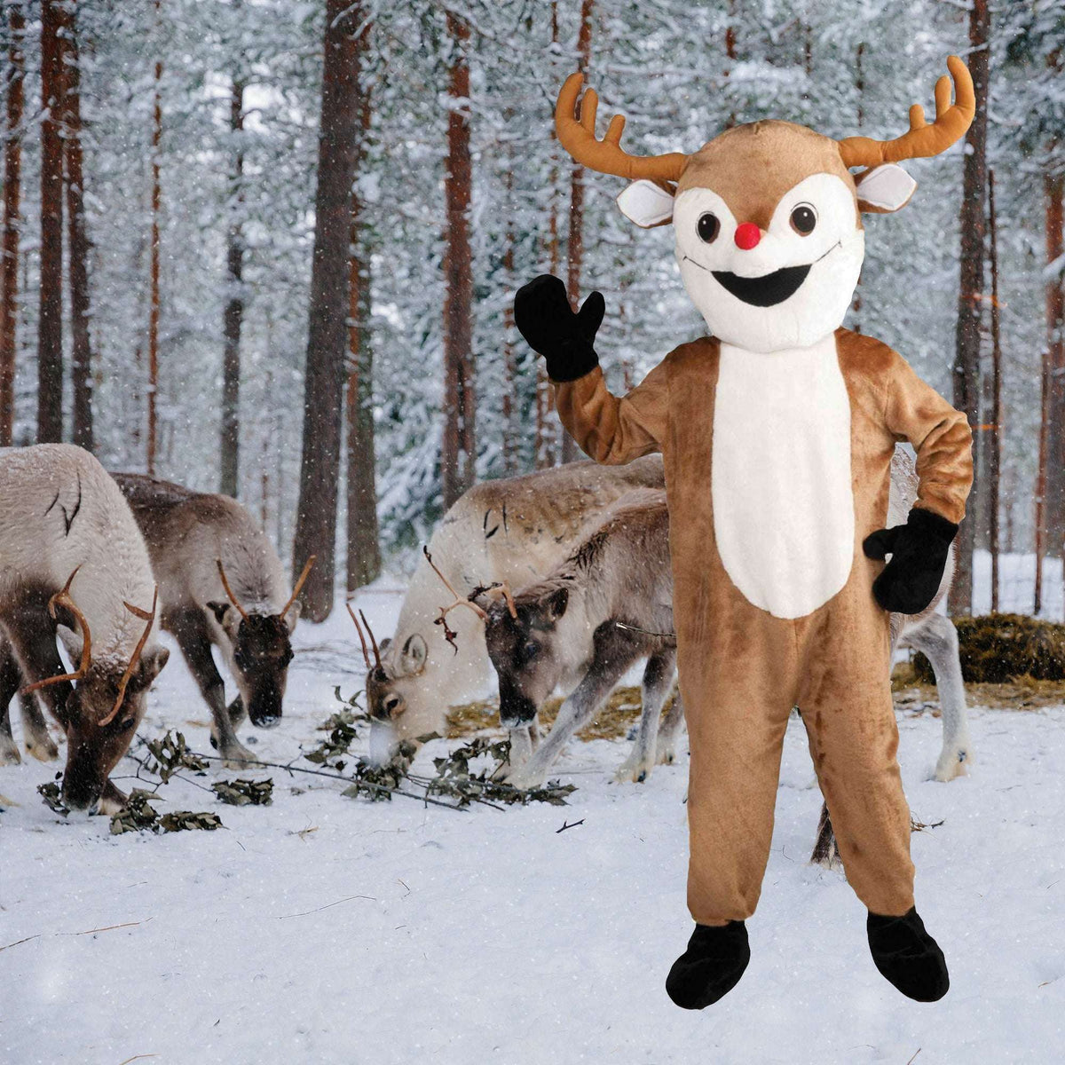 Reindeer Mascot Deluxe Adult Christmas Costume