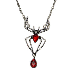 Spider Necklace with Red Gemstone