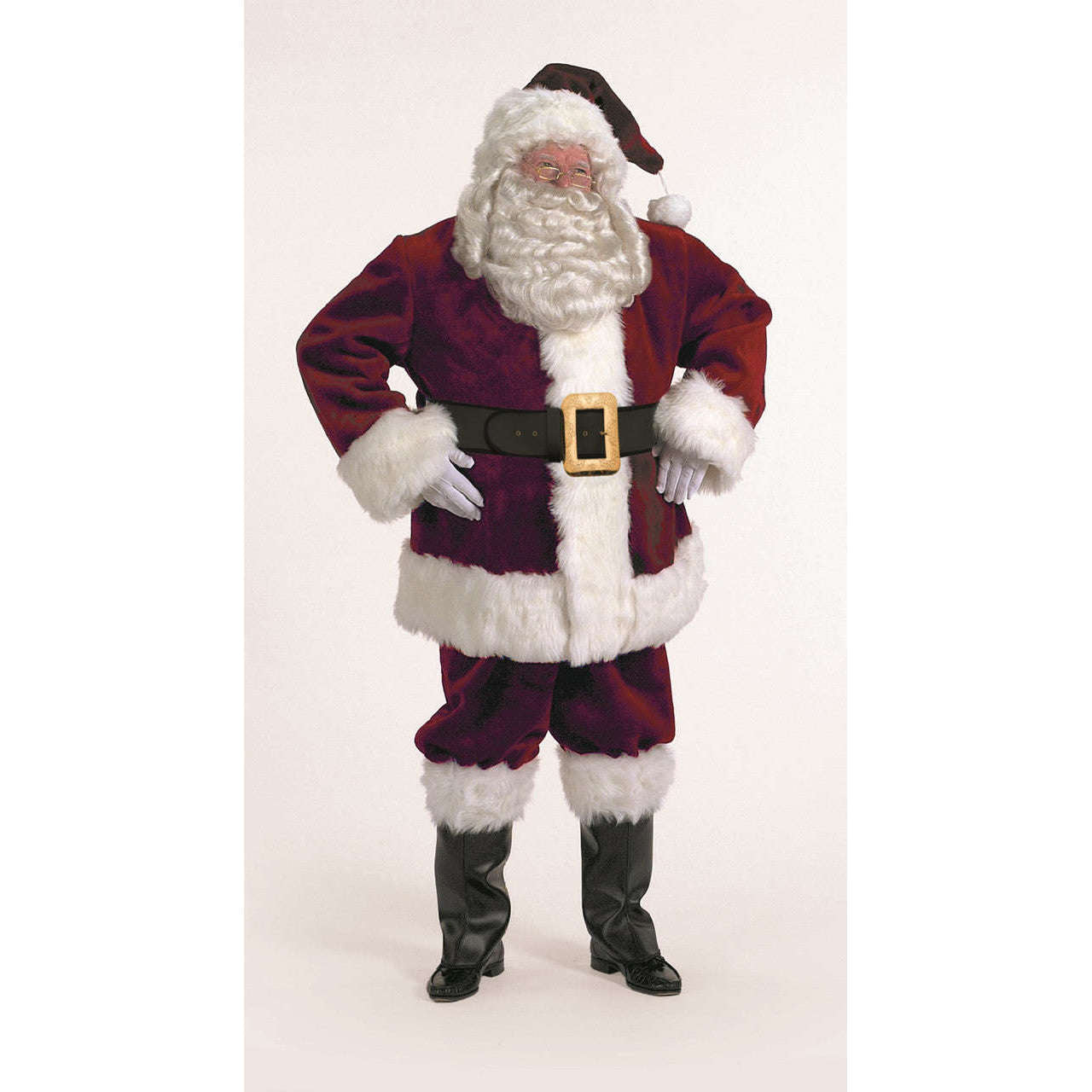 Majestic Burgundy Premium Velvet Santa Suit with Faux Fur Adult Costume