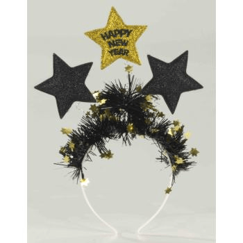 New Year Eve Headband with stars in Black/Gold