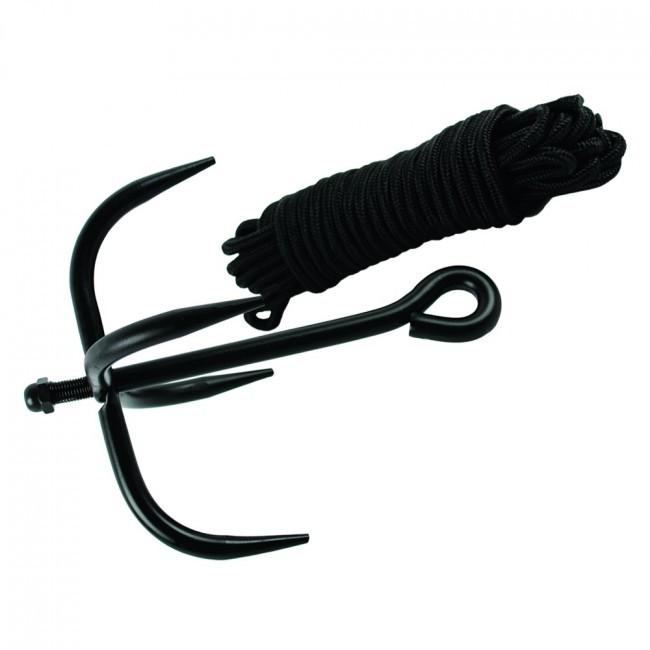 Full Metal Ninja Grappling Hook With Spring Loaded Folding Action - 30 foot Rope for Prop Use