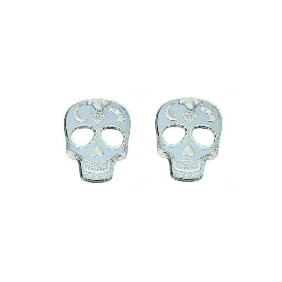 Sugar Skull Earrings (Mirror Silver)
