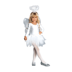 Classic Angel Childs Costume w/ White Leotard Tutu Halo Wings And Tights