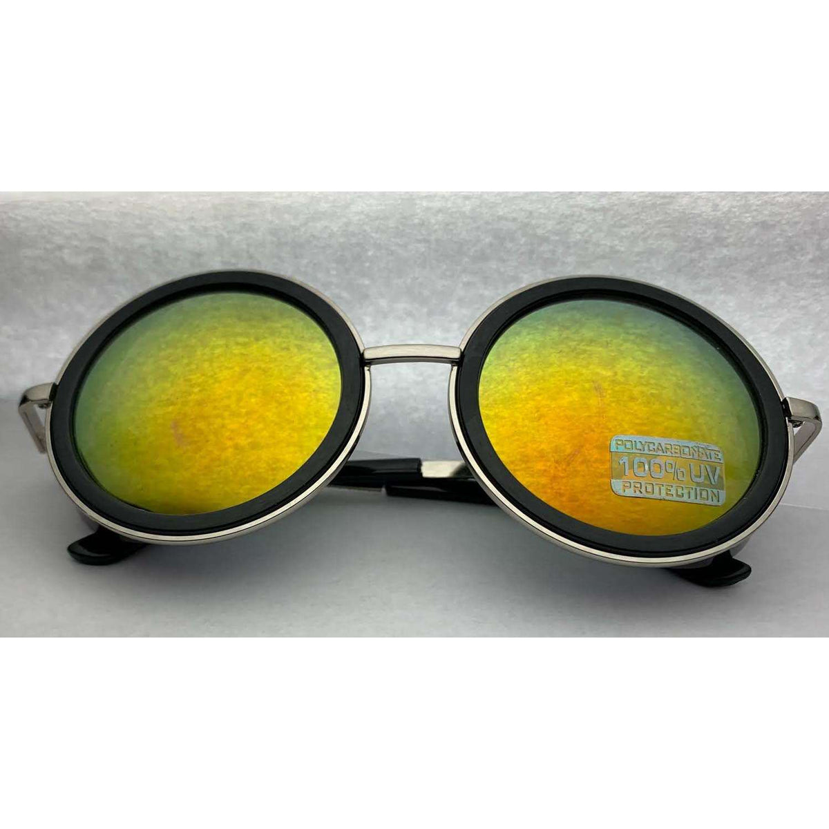 Round Frames with Metal Outside Band & Mirrored Lens