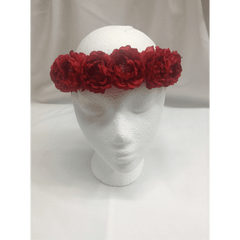 Red Small Peony Flower Headwrap