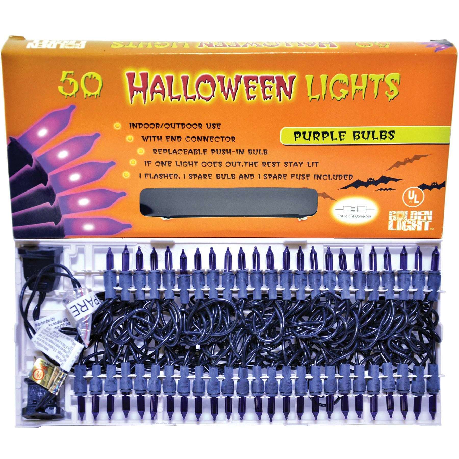 50-Count Purple Halloween Lights with Connector