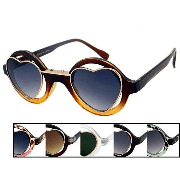Heart Shaped Sunglasses With Round Frame