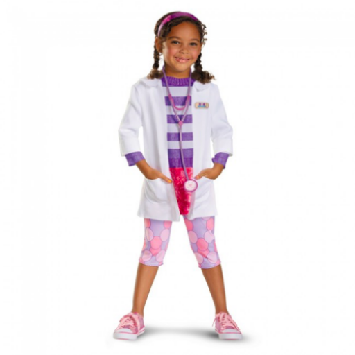 Deluxe Doc McStuffins Kids Costume with Headband and Toy Stethoscope