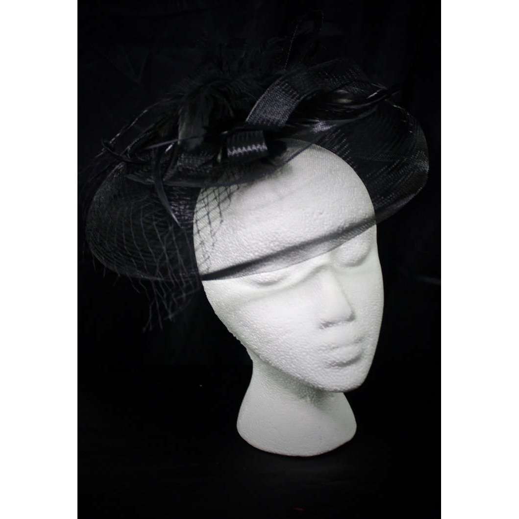 Deluxe 1920s Black Fascinator Head Piece