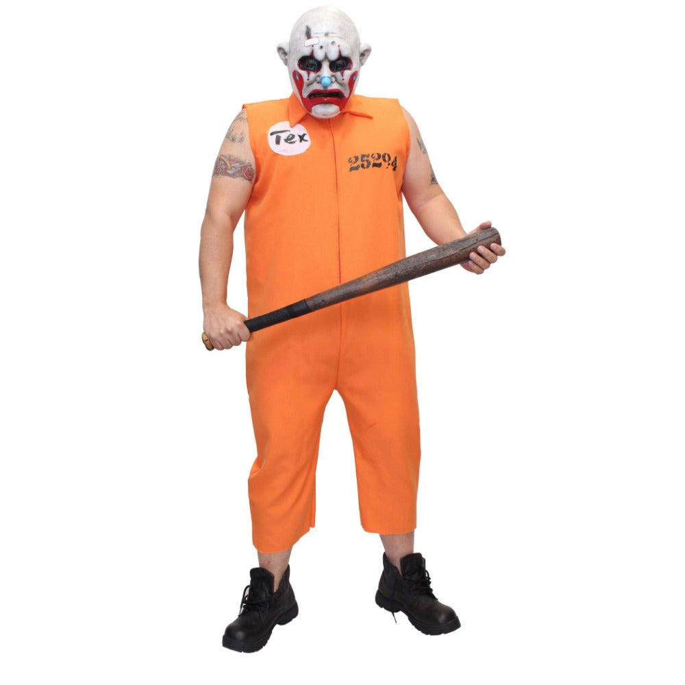 CLOWN GANG: TEX Mask & Prison Jumpsuit Adult Costume
