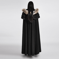 Black Gothic Wool Collar Long Cloak