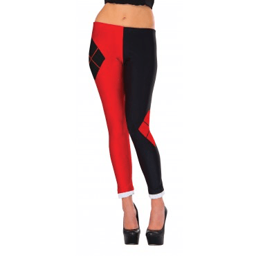 Harley Quinn Red And Black Adult Leggings O/S