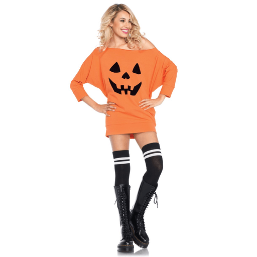 Jersey Orange Pumpkin Jack-O-Lantern Dress AbracadabraNYC Jersey Orange Pumpkin Jack-O-Lantern Dress AbracadabraNYC
