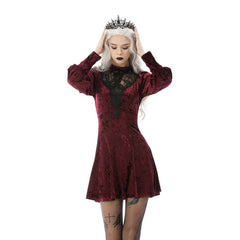 Lace Burgundy Velvet Dress