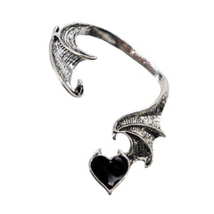 Bat Wing Ear Cuff with Stone Heart