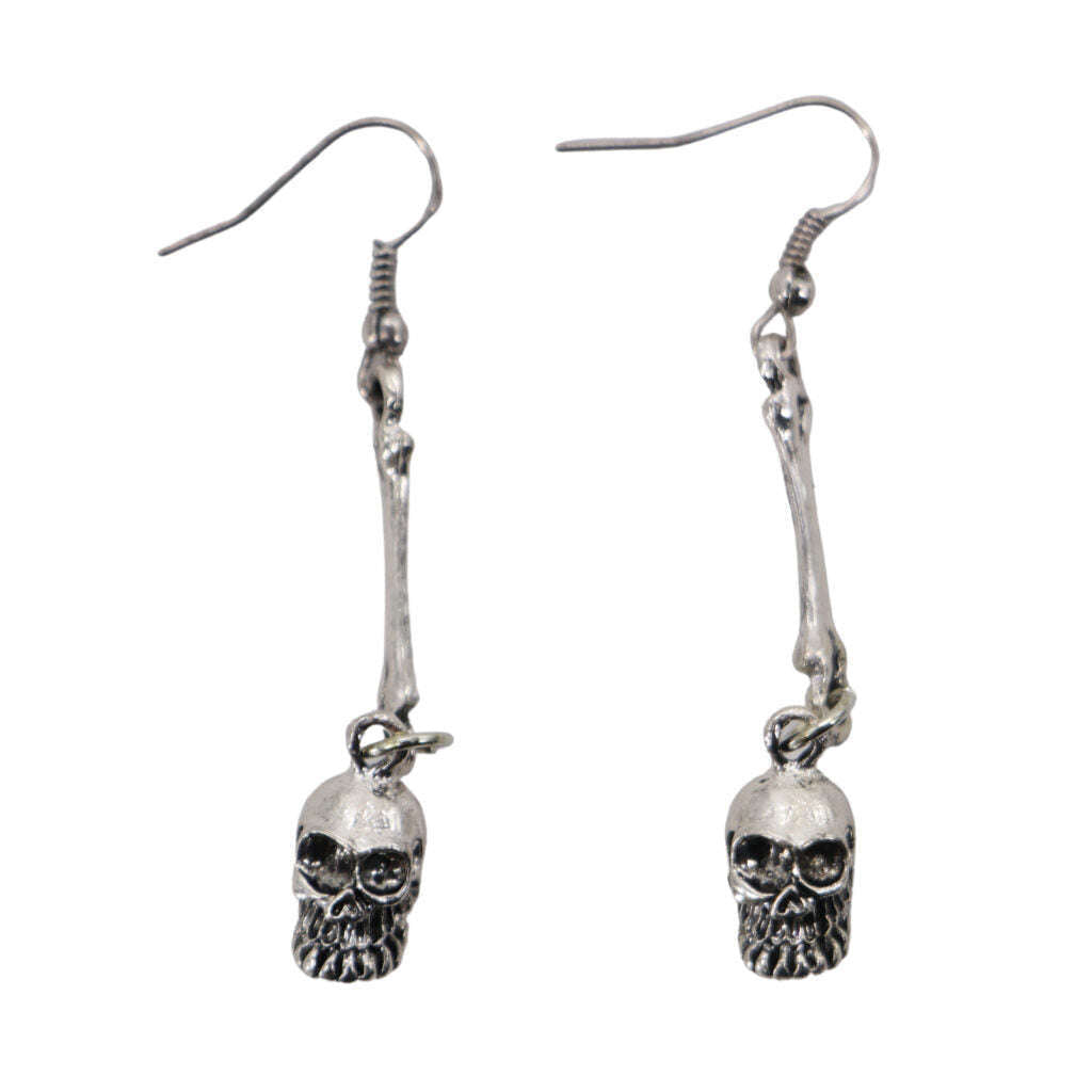 Skull and Bone Drop Dangle Earrings