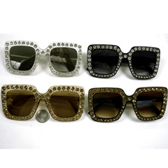 Pop Star Look Gem Covered Front Sunglasses