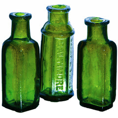 SMASHProps Breakaway Mini Poison Bottles Prop Set 3 Pieces - DARK GREEN translucent - Dark Green Translucent
