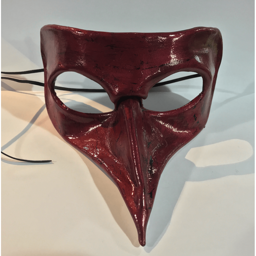 Red and Black Antique Pettuccio Leather Mask