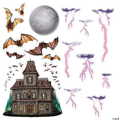 Haunted House Night Sky Plastic Wall Accents