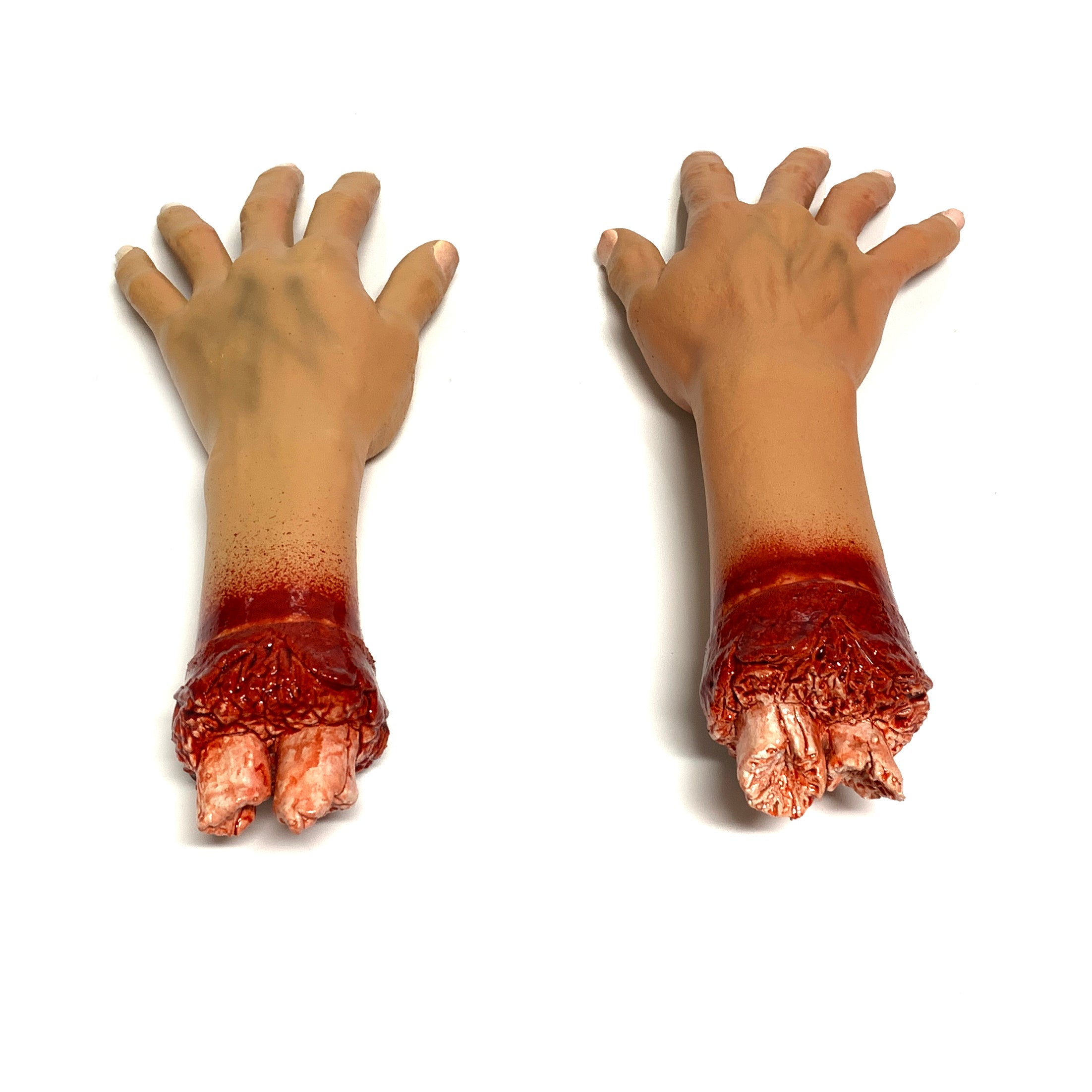 Foam Rubber and Latex Bloody Severed Hand Stump - PAIR 1 Right & 1 Left - Both Hands
