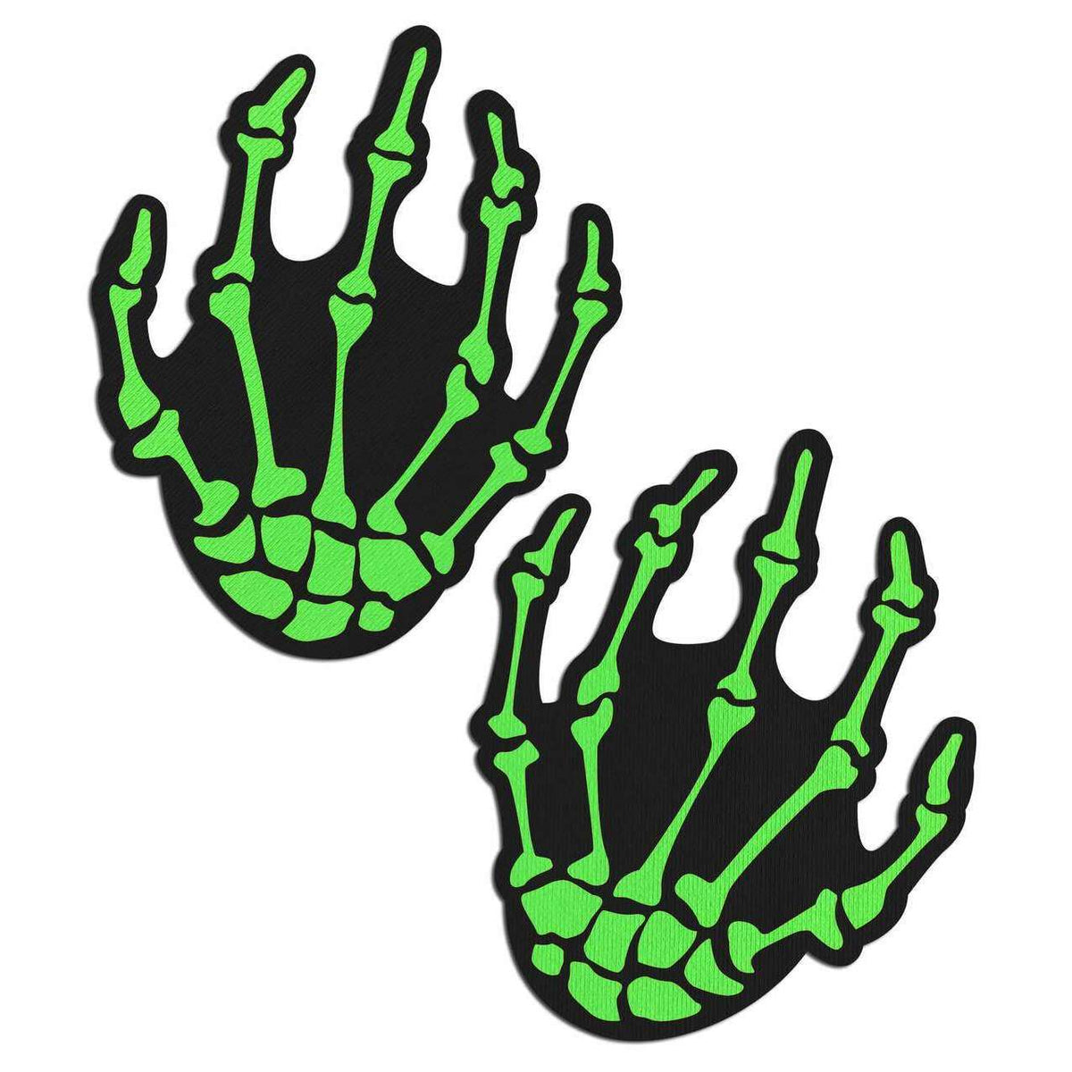Zombie Neon Green/UV Reactive Boney Hands Nipple Pasties