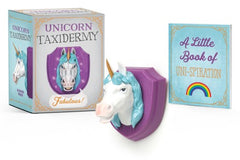 Unicorn Taxidermy Mini Wall Bust w/ "Fabulous" Phrase & Mini Unicorn Book