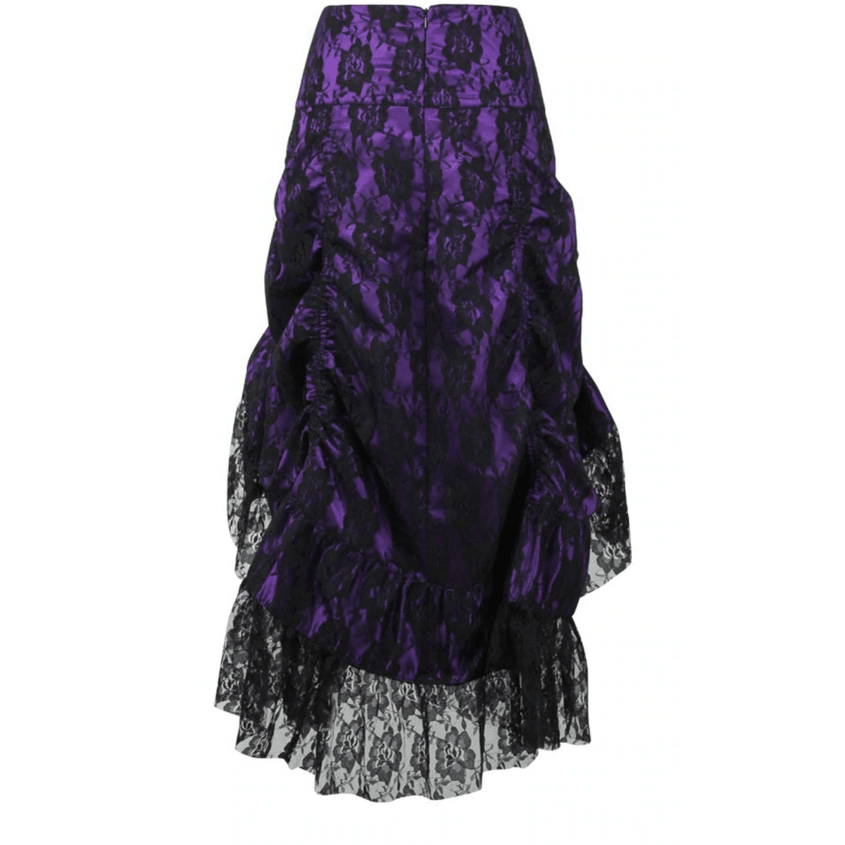 Black Lace Ruched Bustle Skirt