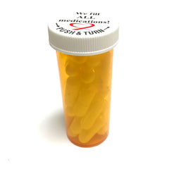 Fake Medicine Pill Capsules in 16 Dram Amber Plastic Medicine Vial with Lid - WHITE - White Pills