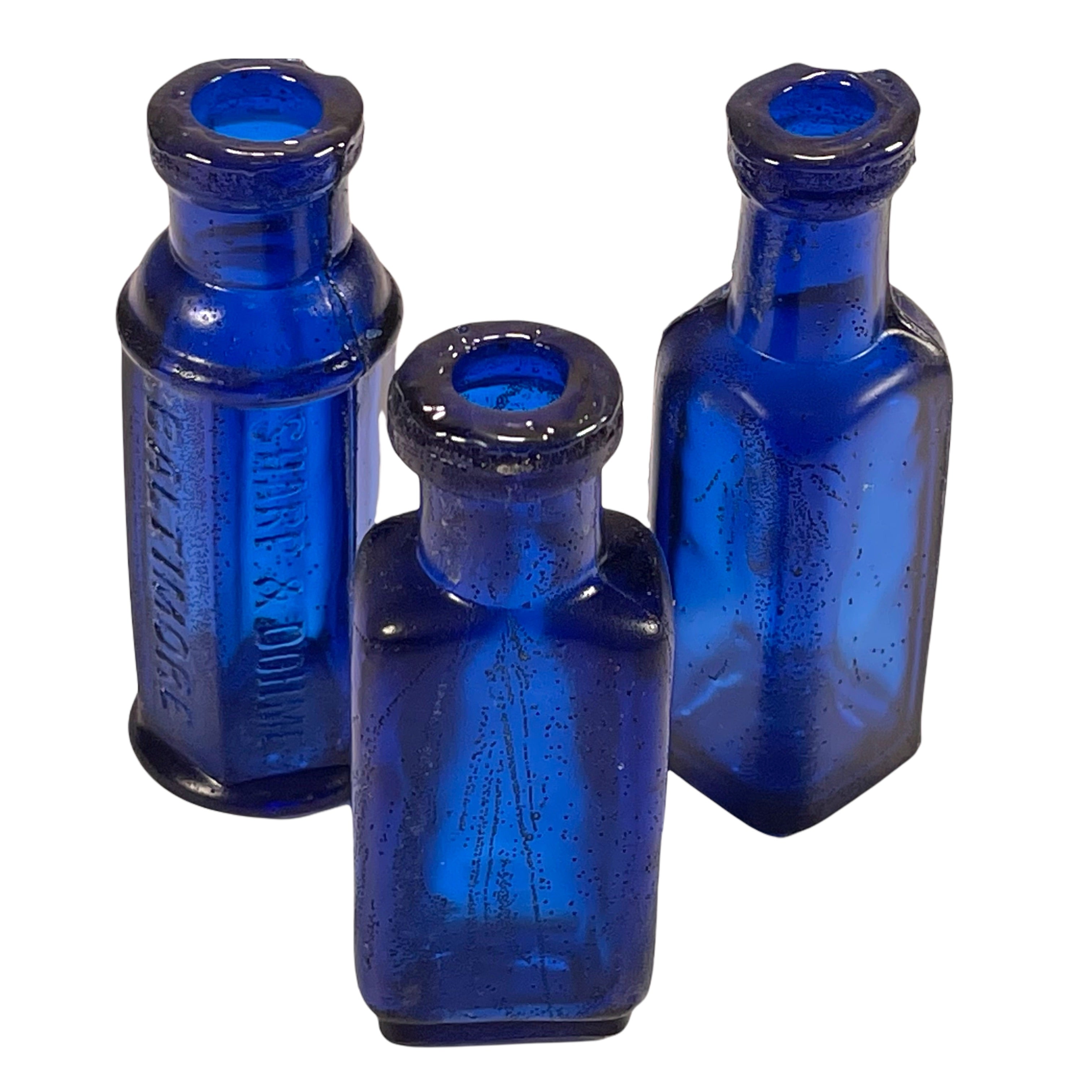 SMASHProps Breakaway Mini Poison Bottle Prop Set 3 Pieces - COBALT BLUE translucent - Cobalt Blue Translucent