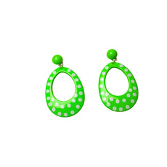 Oval Shaped 60's Polka Dot Clip on Earrings