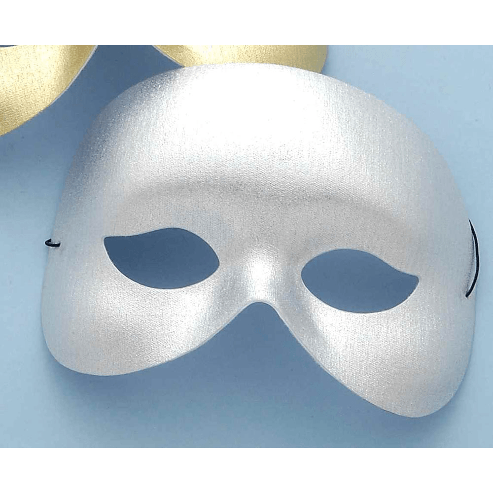 Simple Metallic Silver Adult Masqurade Mask w/ Elastic Band