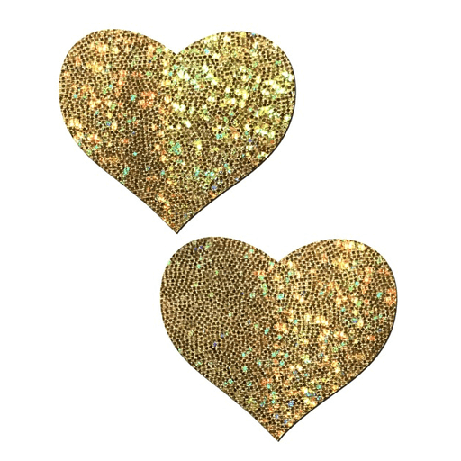 Gold Glitter Heart Nipple Pasties