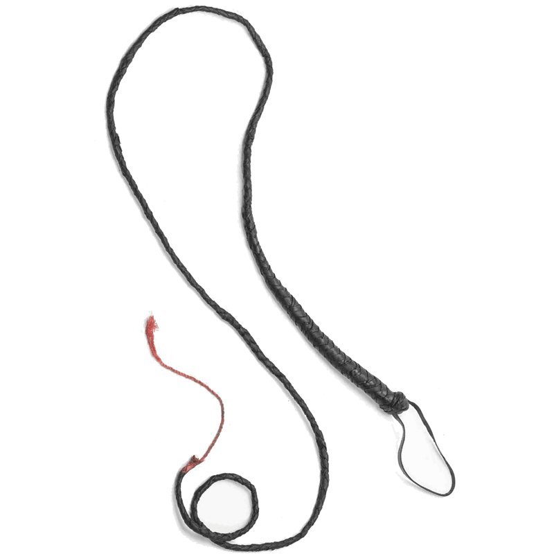 6' Black Faux Leather Bull Whip