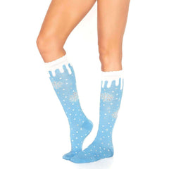 Lurex Snowflake Knee High Socks