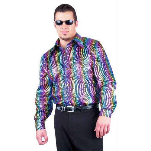 Rainbow Swirl Adult Disco Shirt