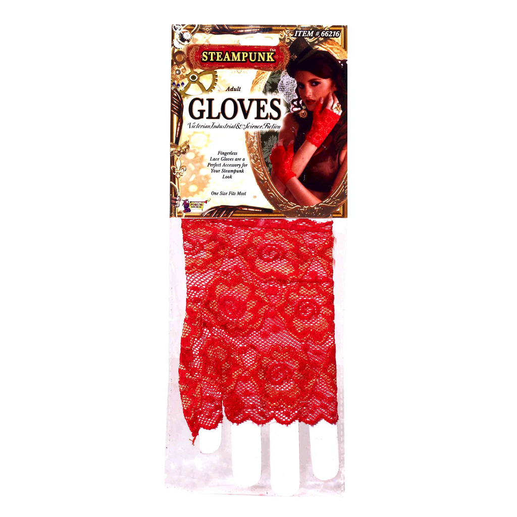 Steampunk Red Lace Fingerless gloves