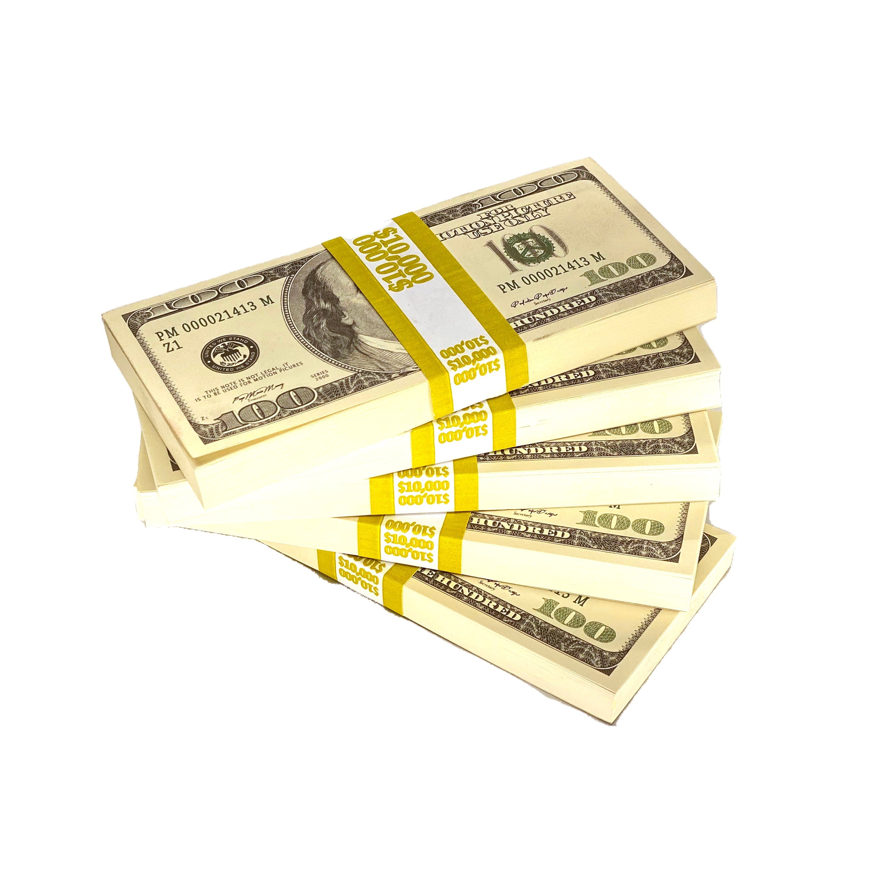 Money Prop Series 2000 $100 Crisp New $50,000 Blank Filler 5-Stack Package