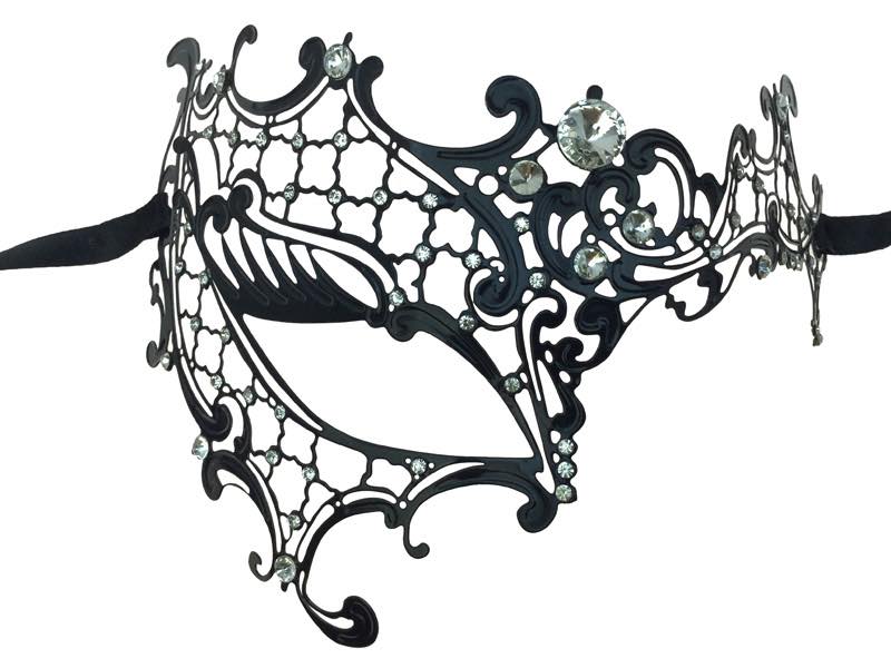 Laser Cut Right Eye Mask with Clear Crystals